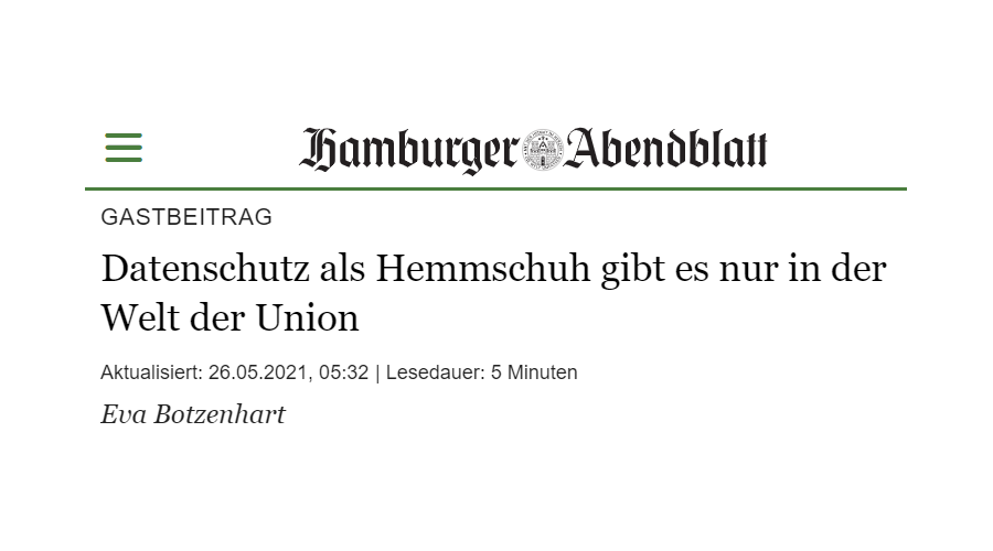 You are currently viewing Datenschutz als Hemmschuh gibt es nur in der Welt der Union